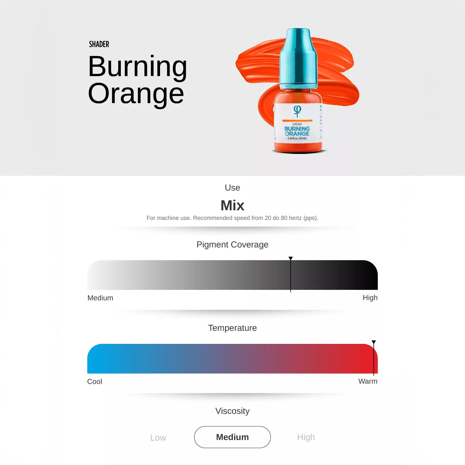 Burning Orange PMU Mix Shader Pigment 10ml - mrpmu