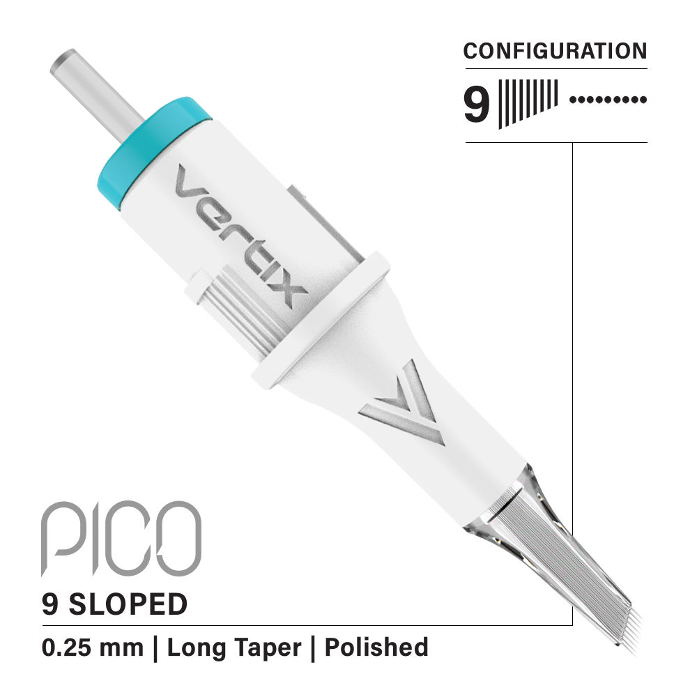 Confezione da 20 cartucce Vertix Pico Round Liner Sloped Long Taper - mrpmu