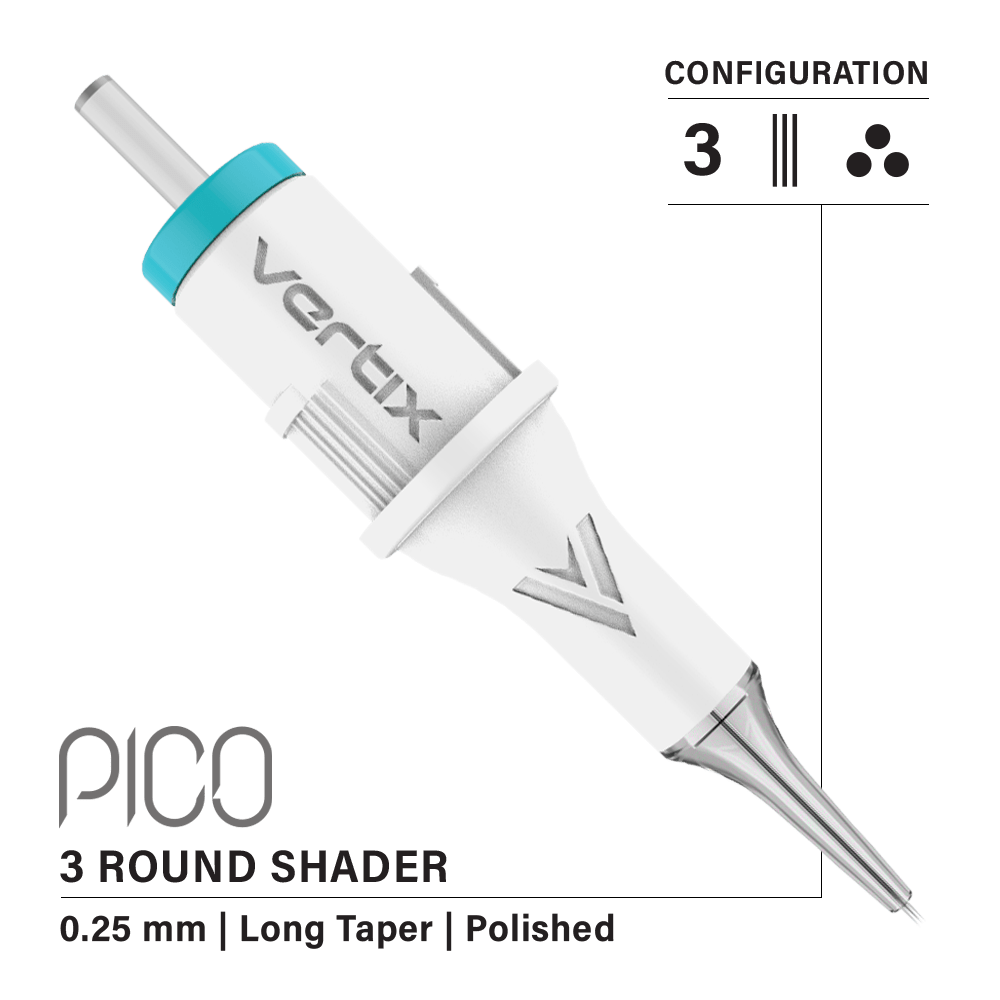 Confezione da 20 cartucce Vertix Pico Round Shader Long Taper - mrpmu