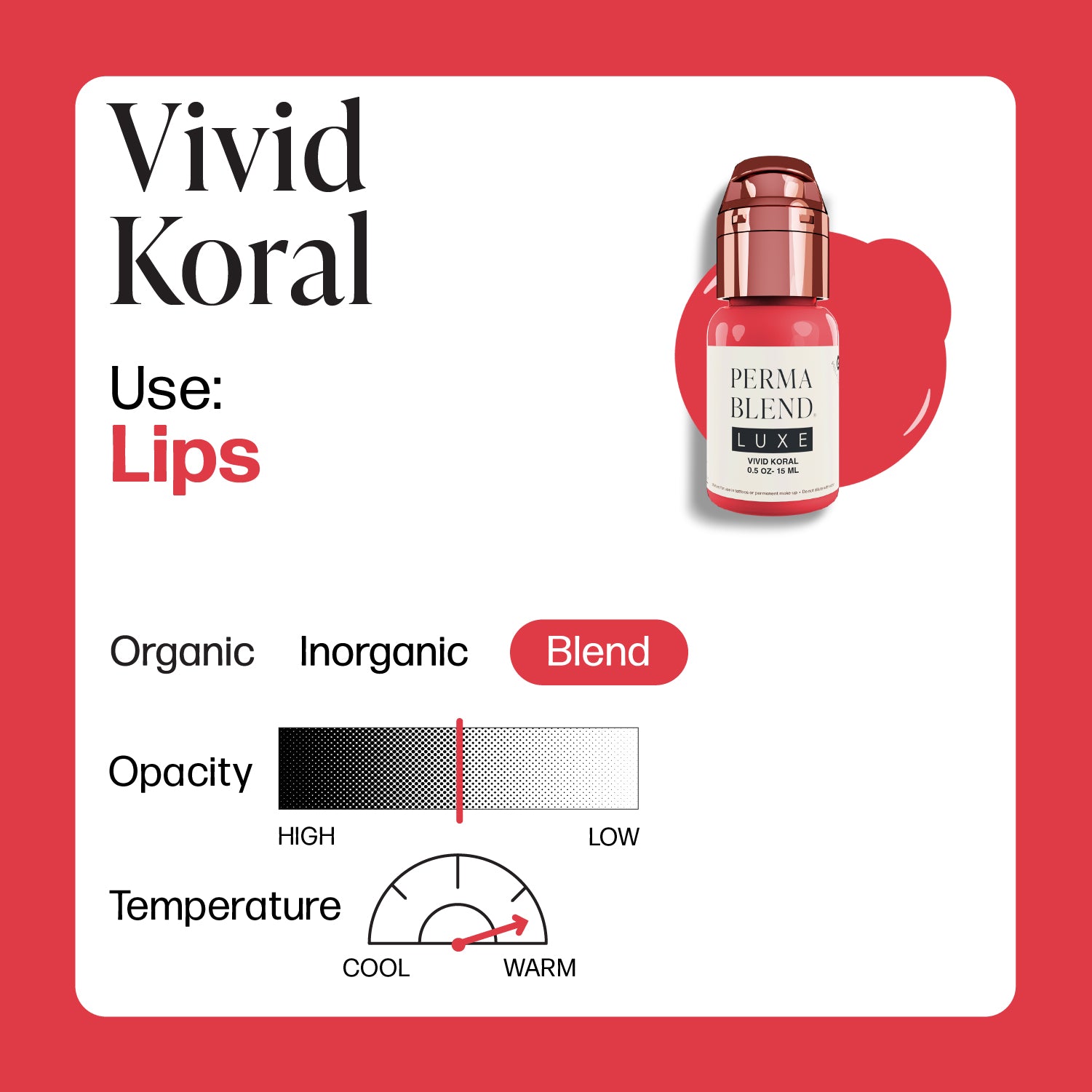 Perma Blend Luxe PMU Ink - Vivid Koral 15ml - mrpmu