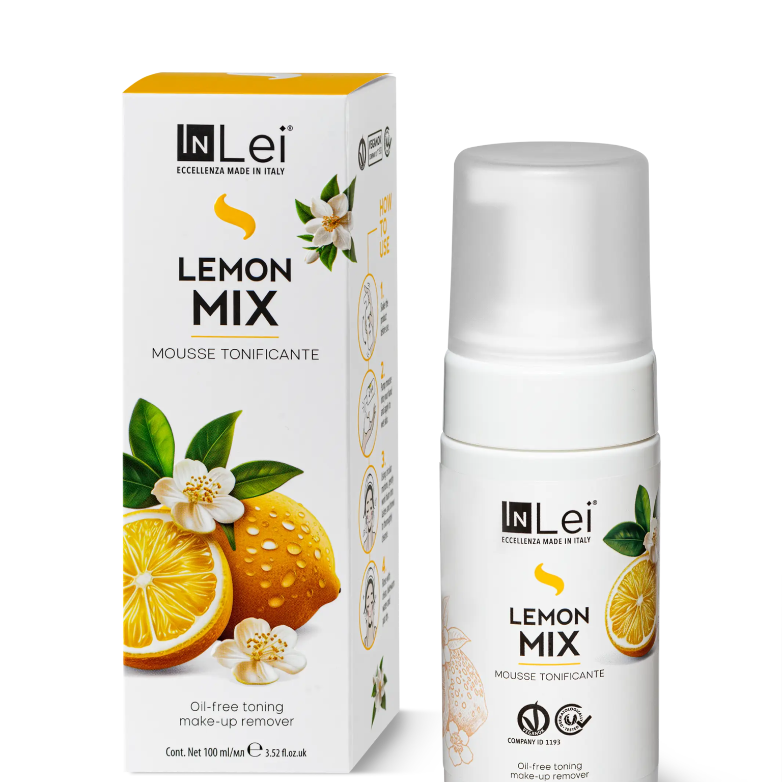 MOUSSE LEMON MIX cleansing and toning remover for eyelashes, eyebrows, and face 100ml - Mr.PMU