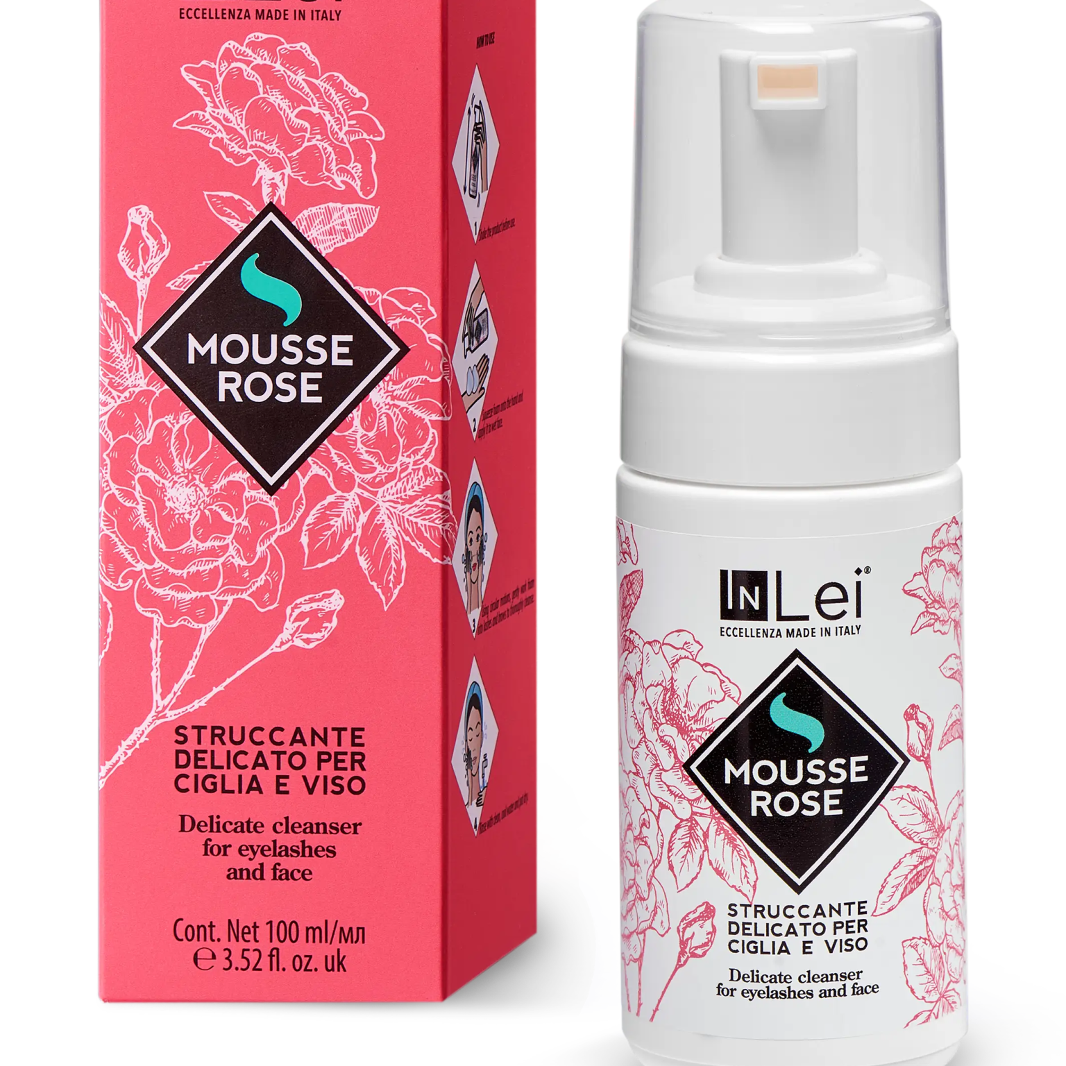 MOUSSE ROSE gentle makeup remover for eyelashes and face 100ml - Mr.PMU
