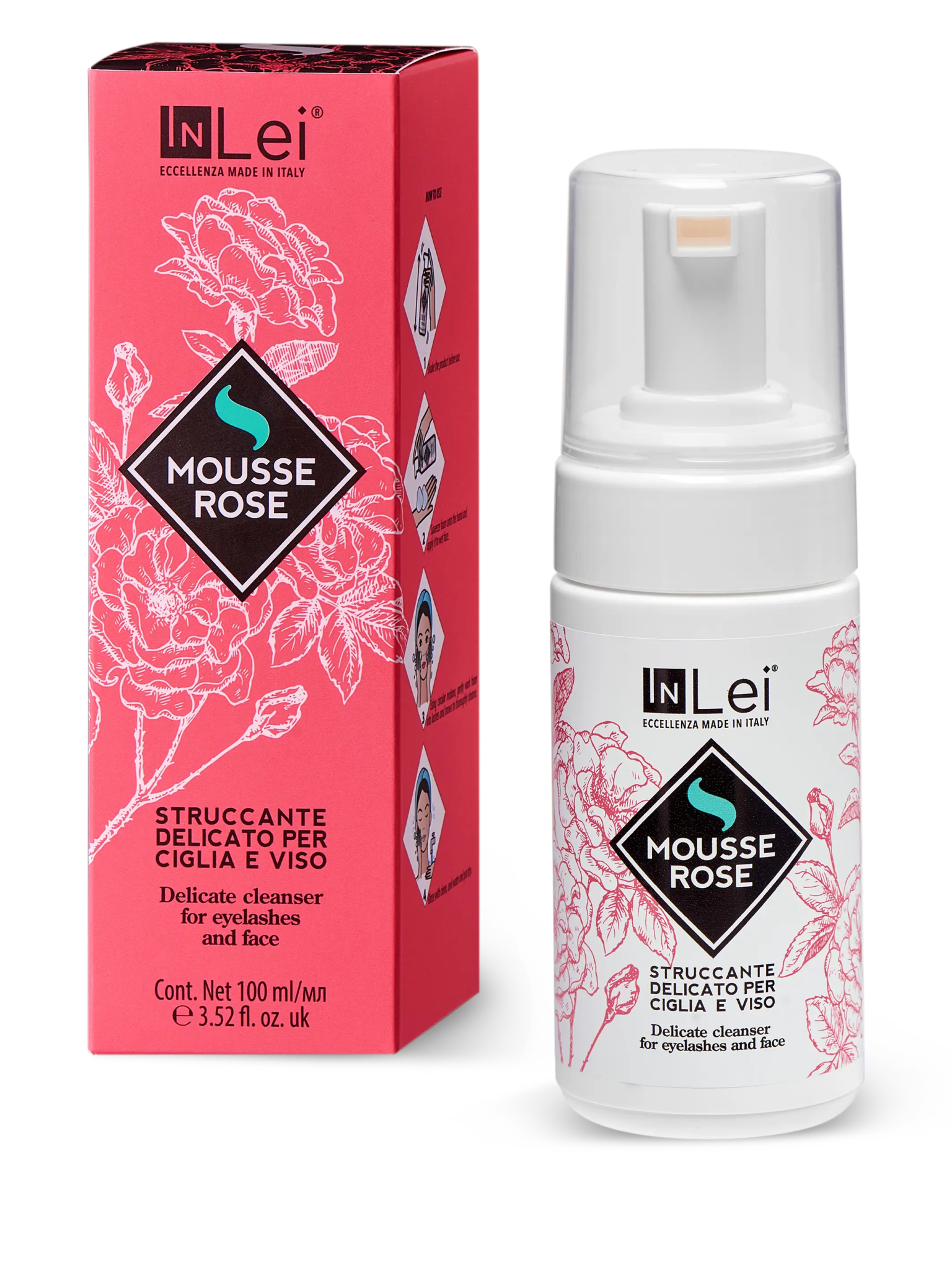MOUSSE ROSE gentle makeup remover for eyelashes and face 100ml - Mr.PMU