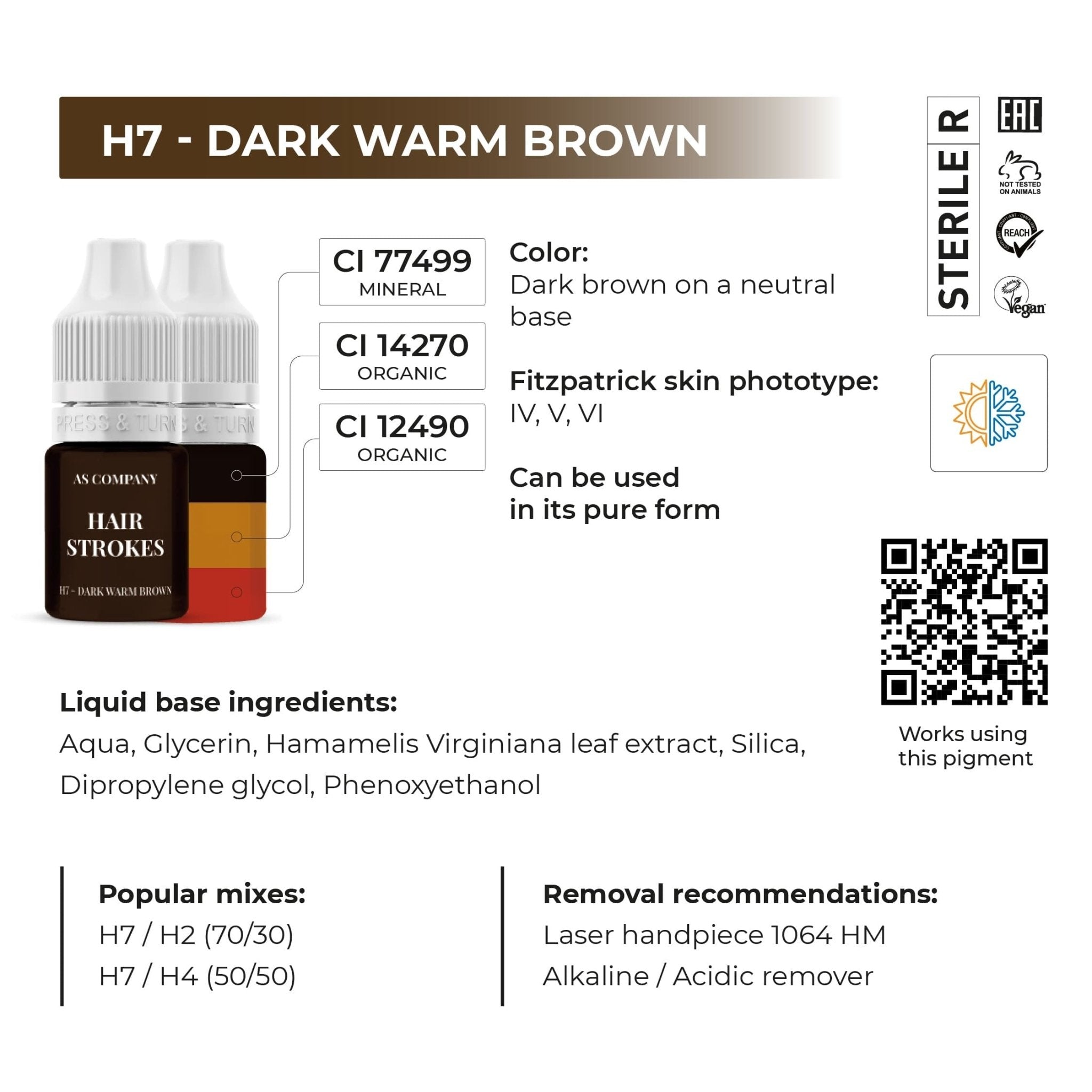 AS Pigments - EYEBROW SET HAIR STROKES HYBRID ORGANIC - BASED 6 ml - Mr.PMU