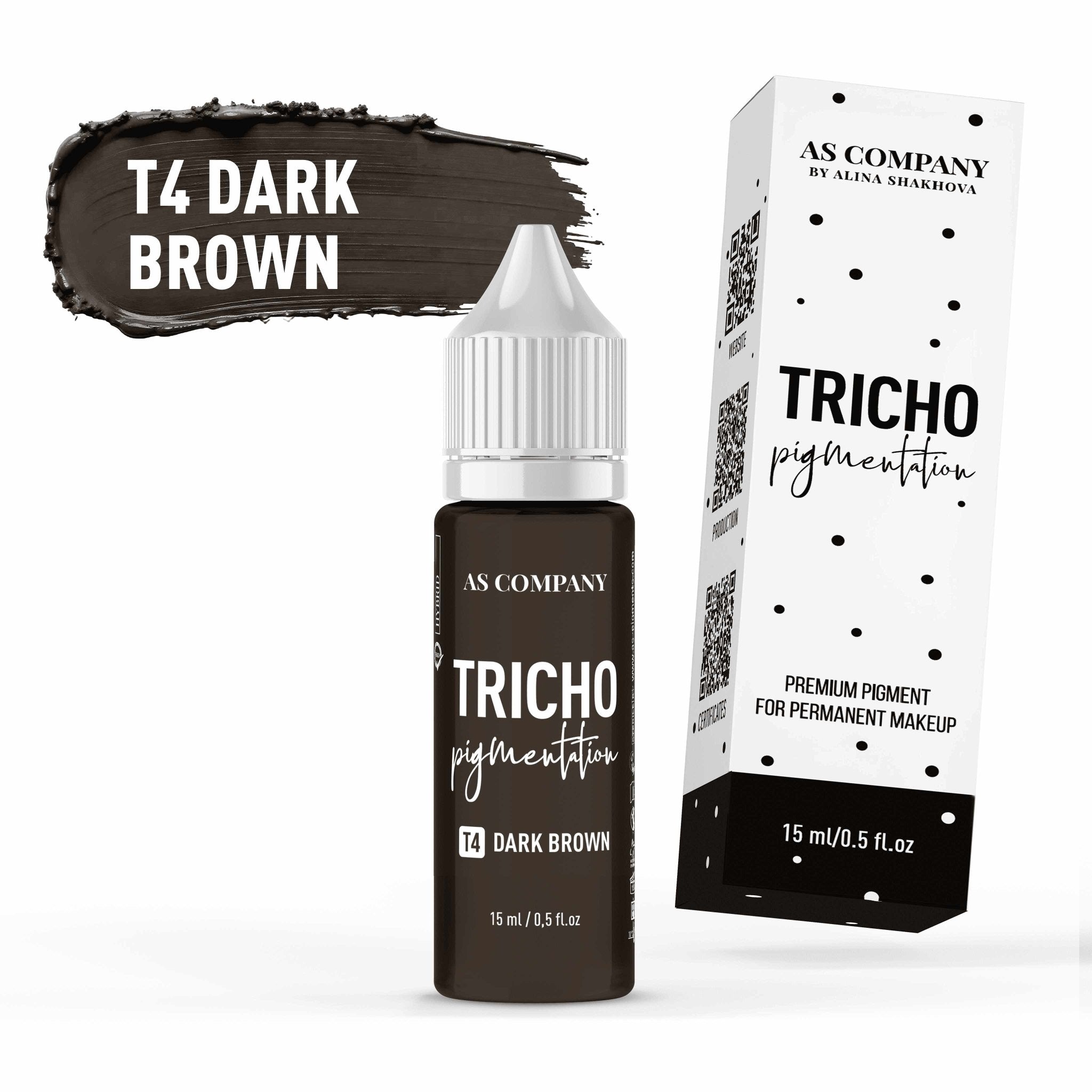 AS Pigments - T4 DARK BROWN 15ml Trichopigmentation - Mr.PMU