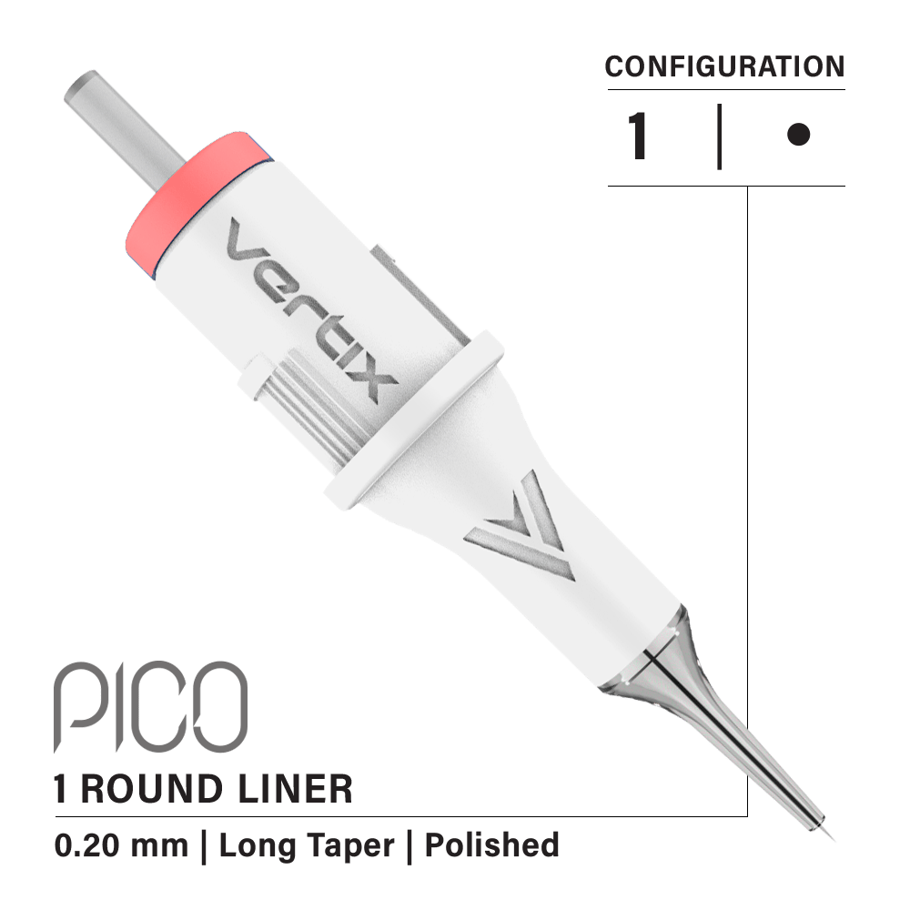 Pack of 20 cartridges Vertix Pico Round Liner Long Taper - mrpmu