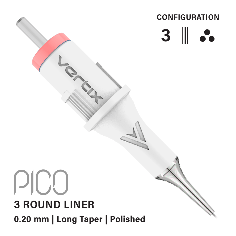 Pack of 20 cartridges Vertix Pico Round Liner Long Taper - mrpmu