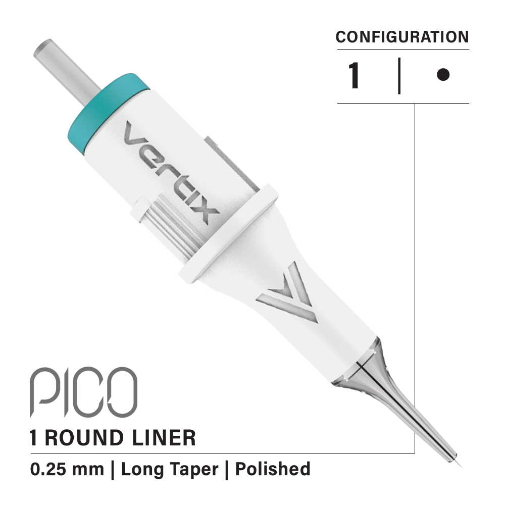 Pack of 20 cartridges Vertix Pico Round Liner Long Taper - mrpmu