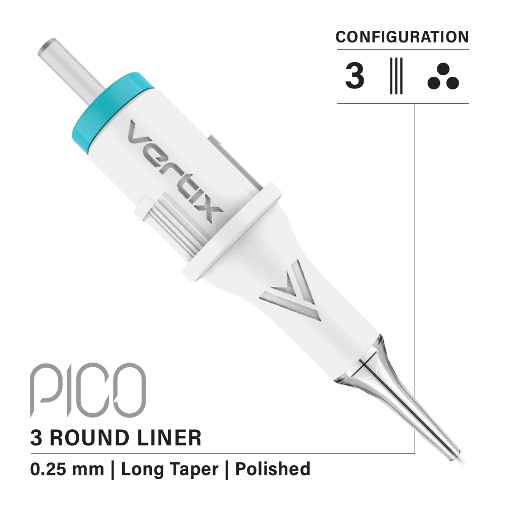Pack of 20 cartridges Vertix Pico Round Liner Long Taper - mrpmu