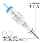 Pack of 20 cartridges Vertix Pico Round Liner Long Taper - mrpmu