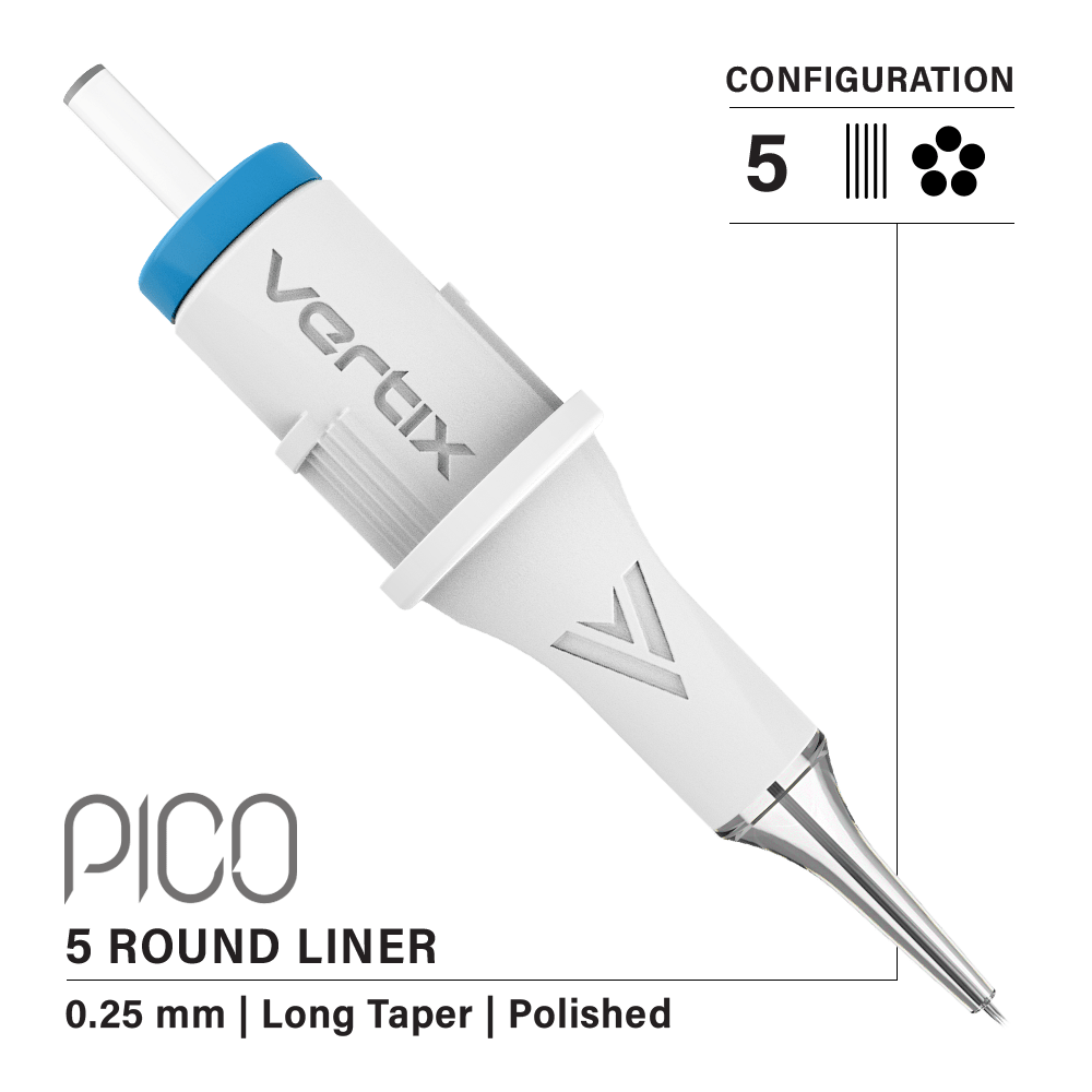 Pack of 20 cartridges Vertix Pico Round Liner Long Taper - mrpmu