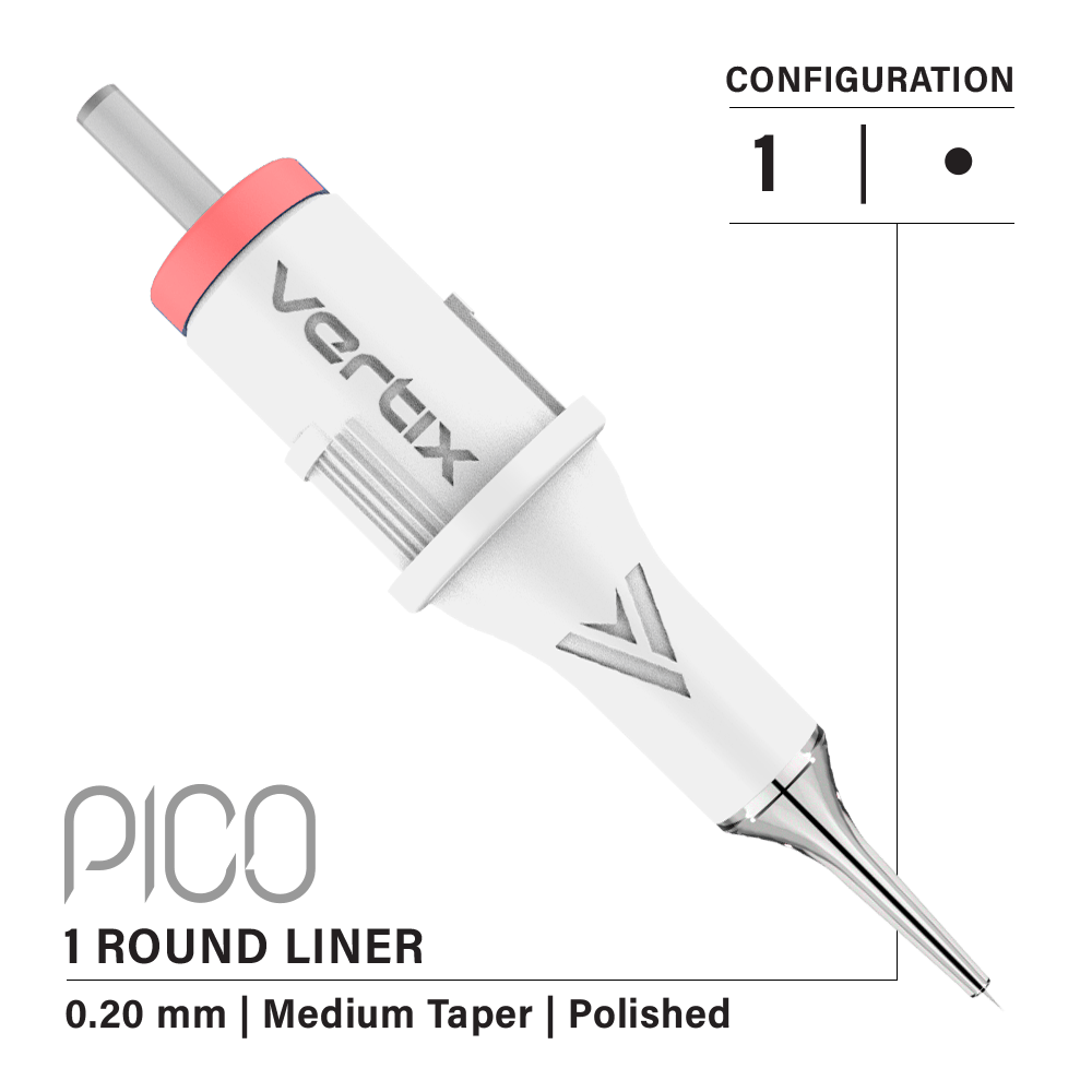 Pack of 20 cartridges Vertix Pico Round Liner Medium Taper - mrpmu