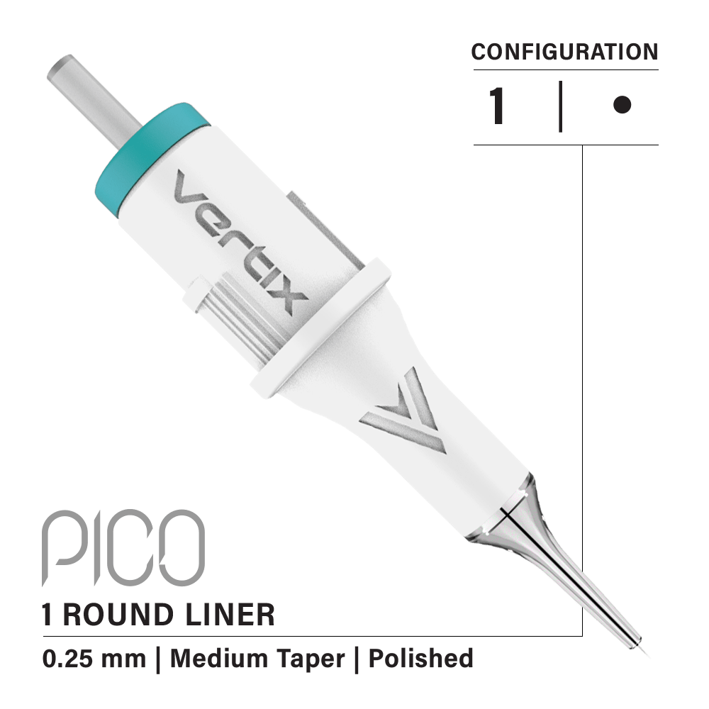Pack of 20 cartridges Vertix Pico Round Liner Medium Taper - mrpmu