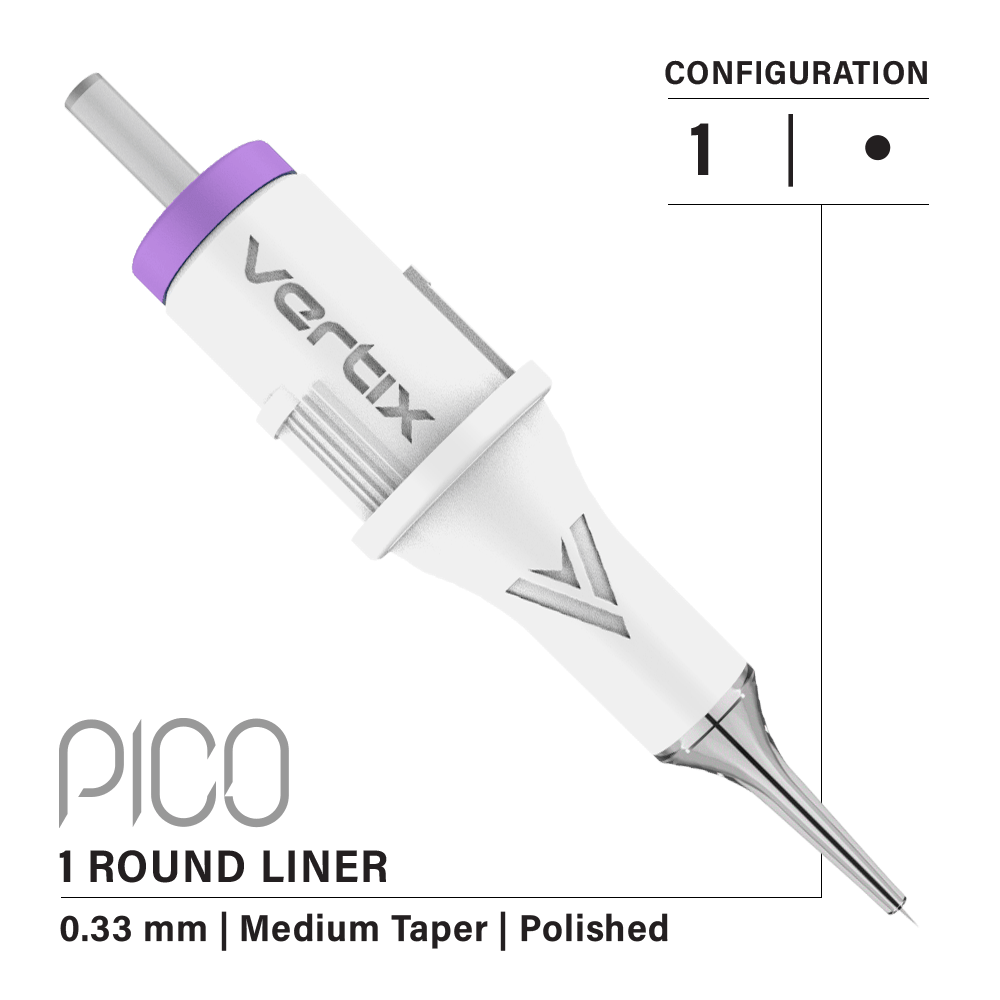 Pack of 20 cartridges Vertix Pico Round Liner Medium Taper - mrpmu
