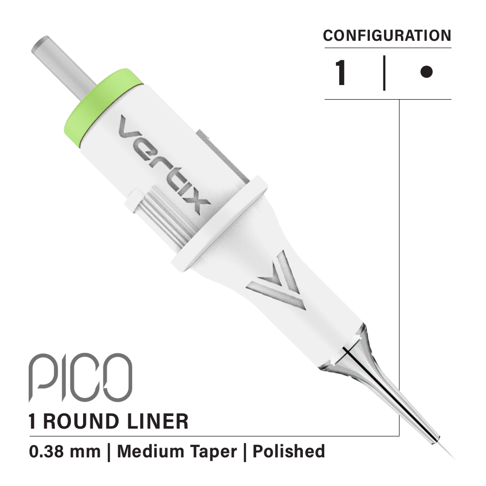 Pack of 20 cartridges Vertix Pico Round Liner Medium Taper - mrpmu